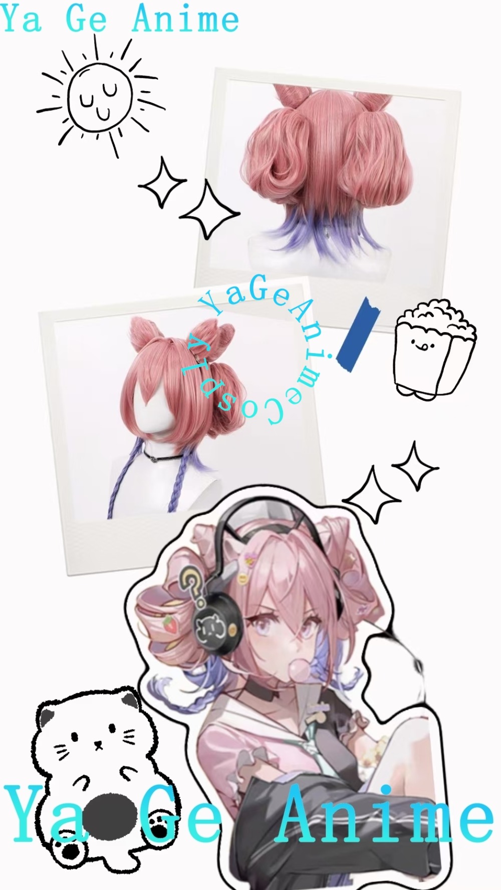 Gaming Accessories Korea - Arknights Eureka 코스프레 가발 시뮬레이션 두피와