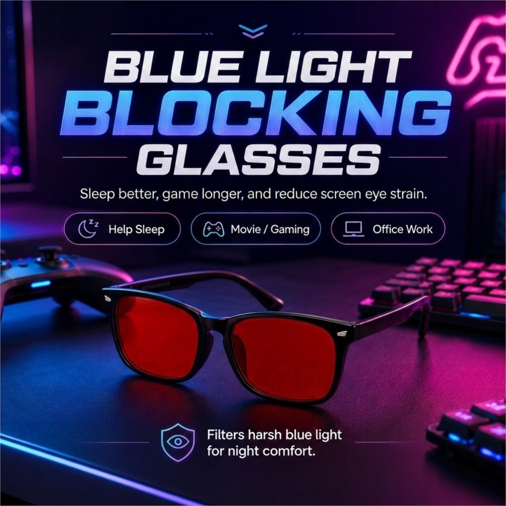 Gaming Glasses Tinted - 블루라이트 차단 게이밍 안경 (적색 렌즈)