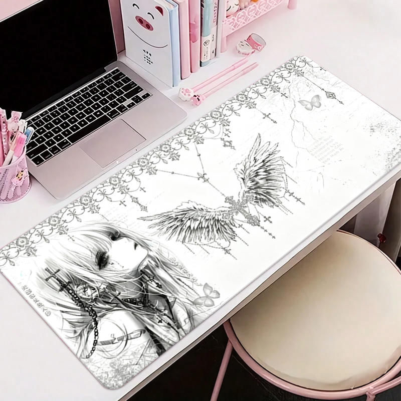Gaming Accessories Anime - 가죽 마우스 패드 블랙 화이트 애니메이션