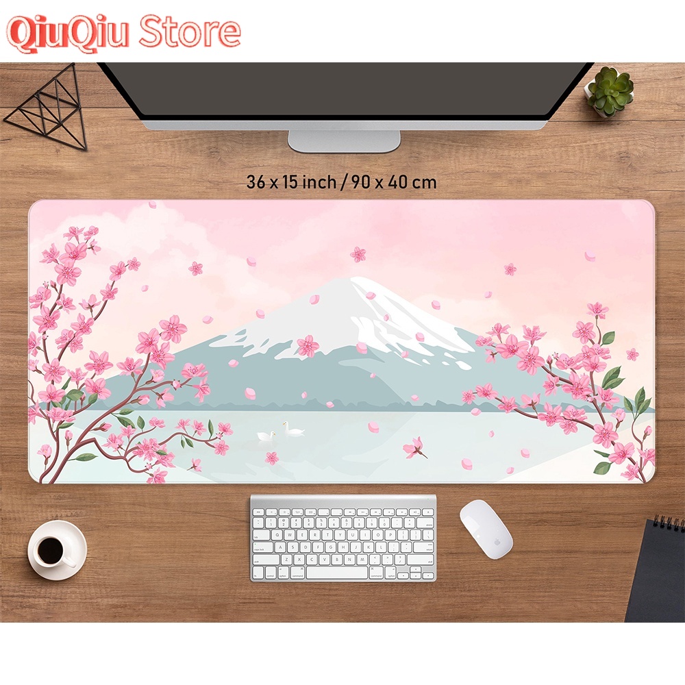 Gaming Accessories Girly - 일본 핑크 사쿠라 데스크 매트 애니메이션