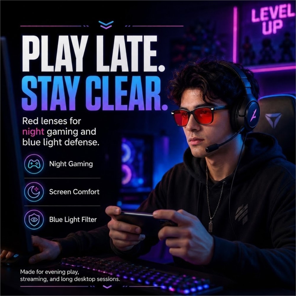 블루라이트 차단 게이밍 안경 (적색 렌즈) - 남녀공용 - Gaming Glasses Tinted 리뷰 및 가격