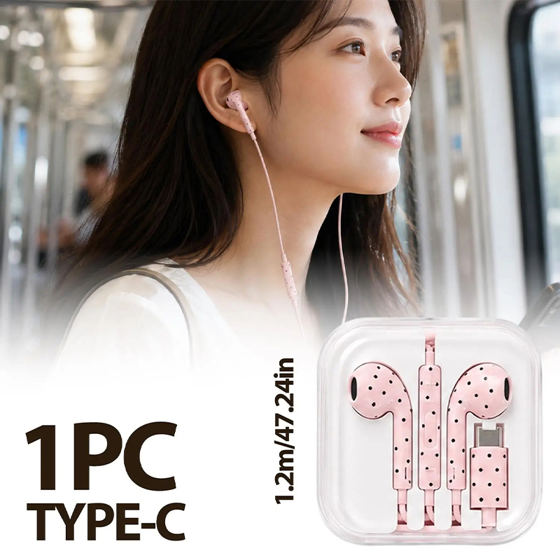 귀여운 폴카 도트 스타 타입 C 이어폰 (미, 아이폰, - Gaming Accessories Sale 리뷰 및 가격