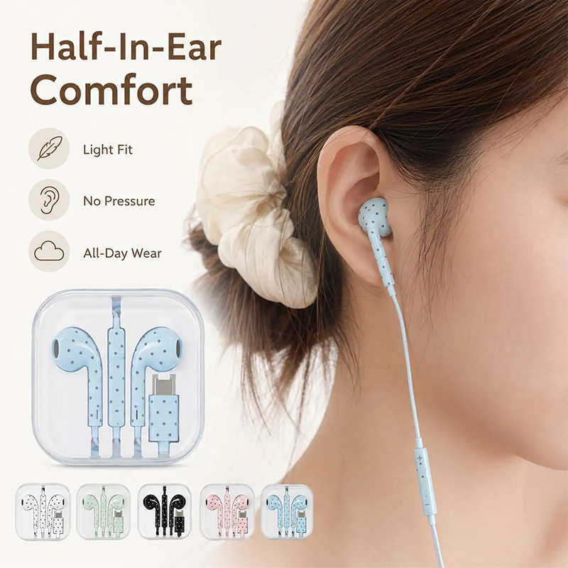 귀여운 폴카 도트 스타 타입 C 이어폰 (미, 아이폰, - Gaming Accessories Sale 리뷰 및 가격