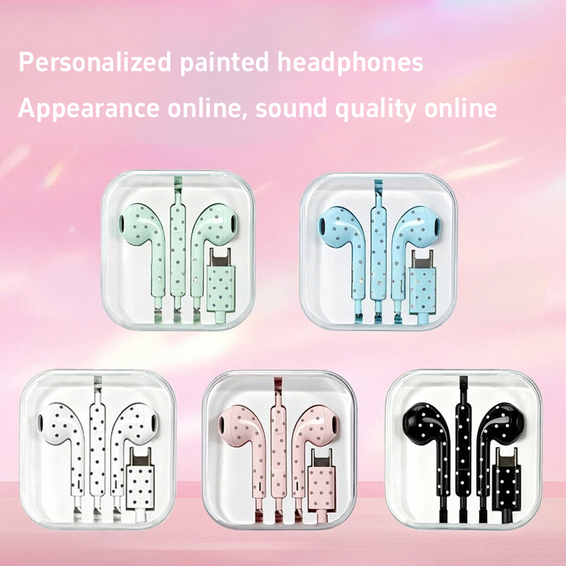 귀여운 폴카 도트 스타 타입 C 이어폰 (미, 아이폰, - Gaming Accessories Sale 리뷰 및 가격