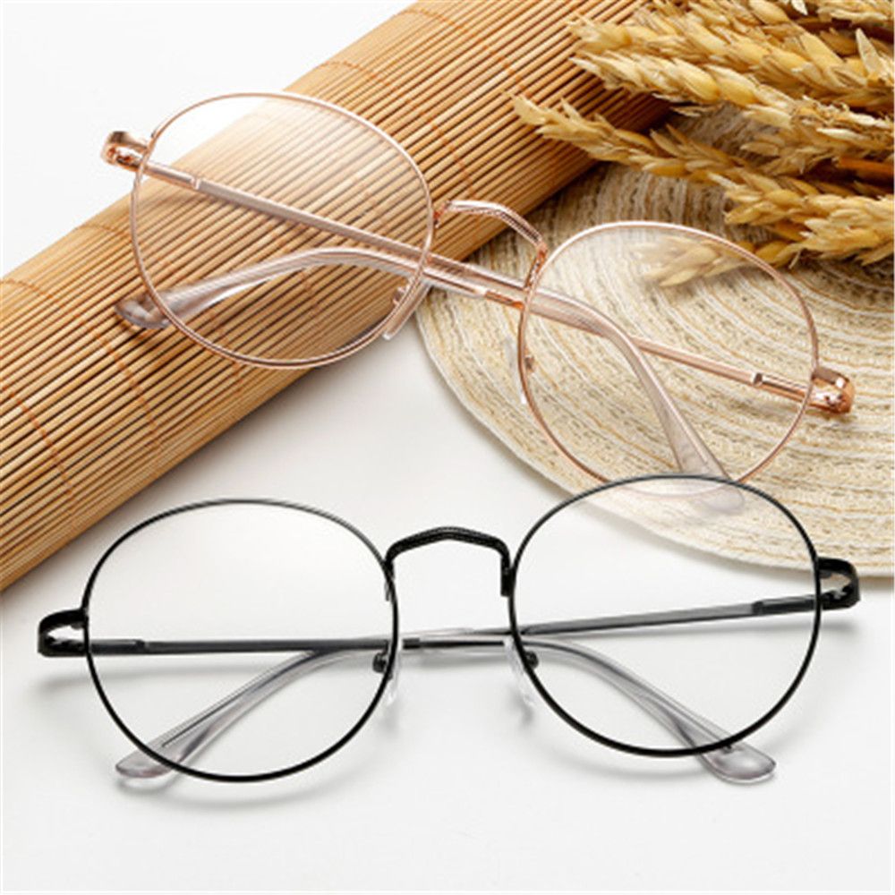 남녀공용 빈티지 금속 원형 안경 프레임, 투명 렌즈,  - Gaming Accessories Men 리뷰 및 가격