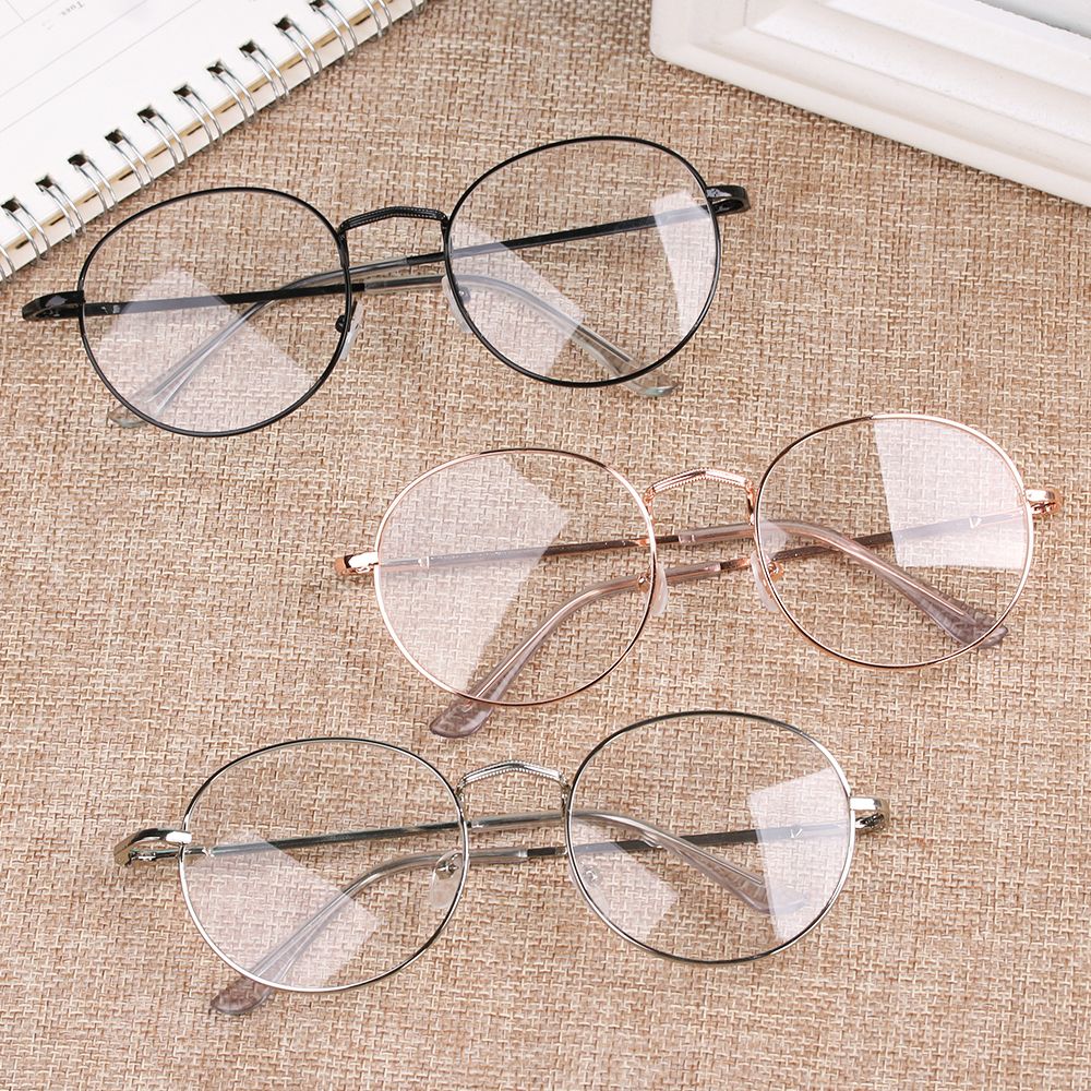 남녀공용 빈티지 금속 원형 안경 프레임, 투명 렌즈,  - Gaming Accessories Men 리뷰 및 가격